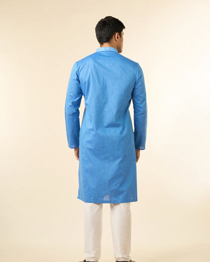 Diwas Men Mid Blue Dazzling Kurta