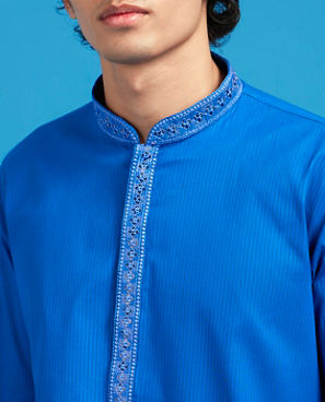 Diwas Men Mystic Mid Blue Cotton Kurta