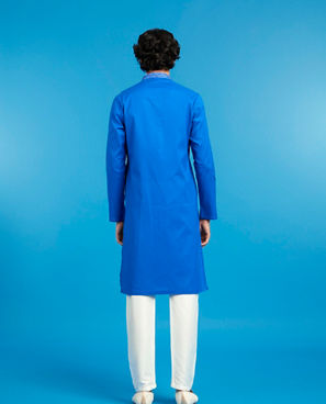 Diwas Men Mystic Mid Blue Cotton Kurta