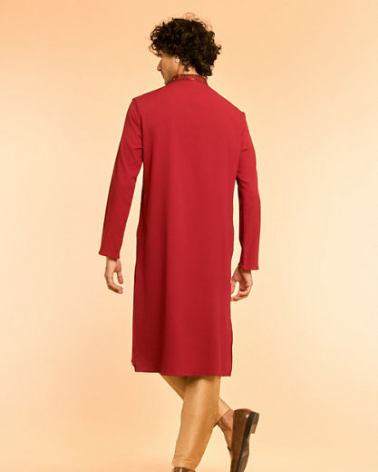 Diwas Men Elegant Red Spandex Kurta