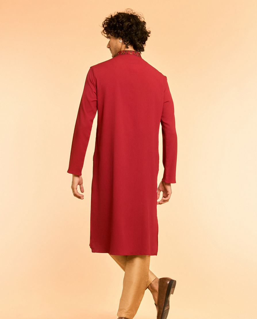 Diwas Men Elegant Red Spandex Kurta