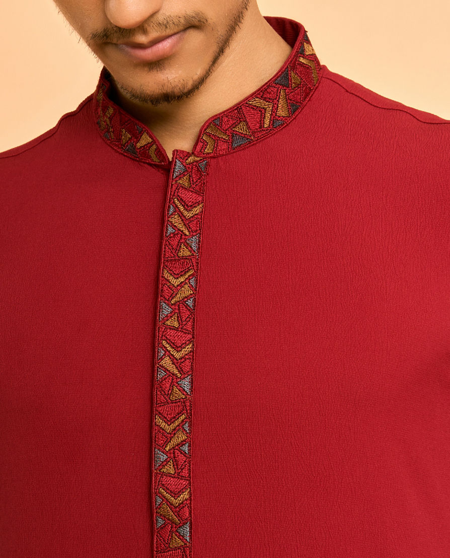 Diwas Men Elegant Red Spandex Kurta