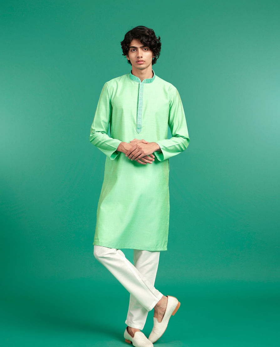 Diwas Men Emerald Green Festive Kurta
