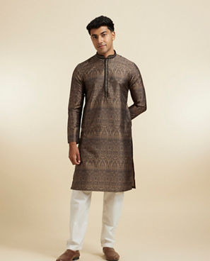Diwas Men Elegant Olive Green Kurta