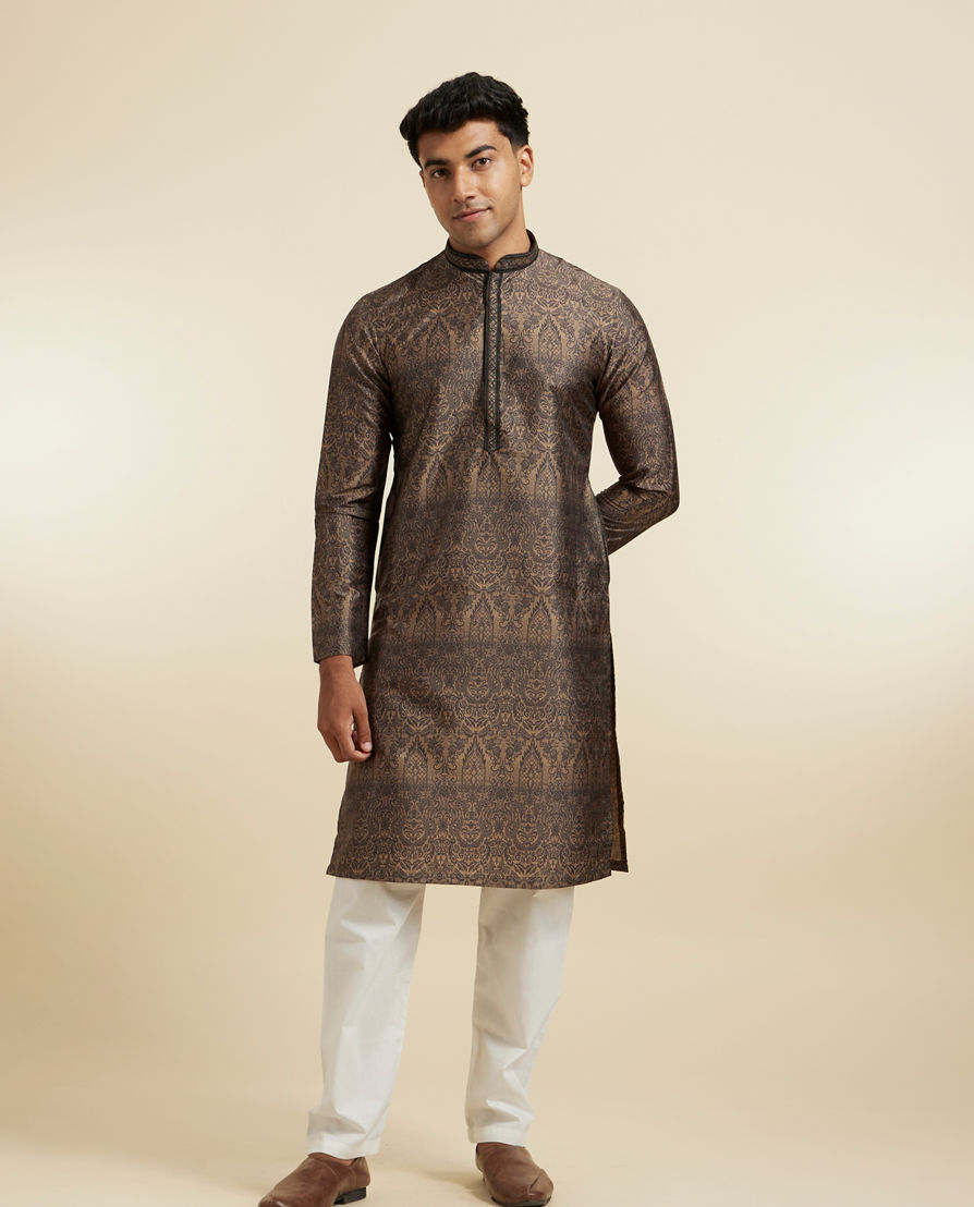 Diwas Men Elegant Olive Green Kurta