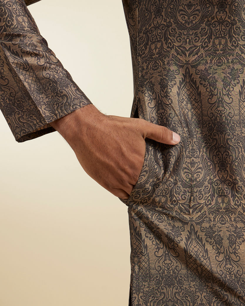 Diwas Men Elegant Olive Green Kurta