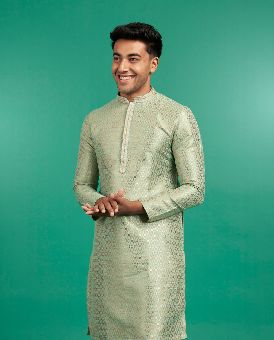 Diwas Men Emerald Brocade Elegance Kurta