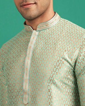 Diwas Men Emerald Brocade Elegance Kurta