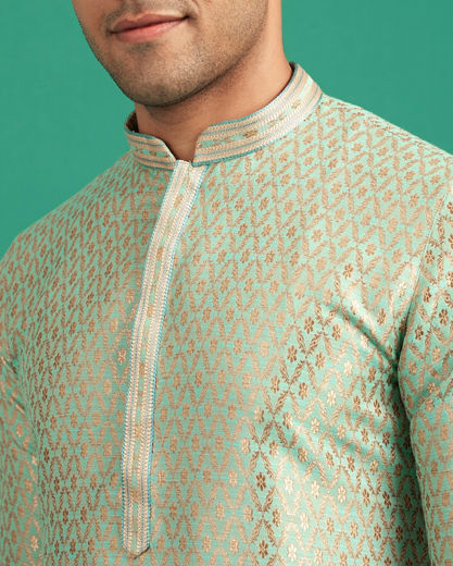 Diwas Men Emerald Brocade Elegance Kurta