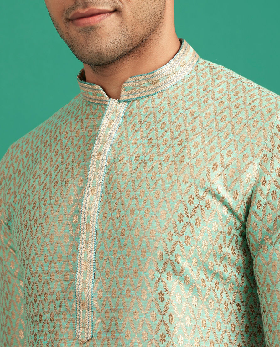 Diwas Men Emerald Brocade Elegance Kurta