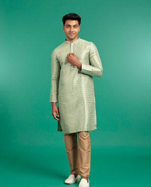 Diwas Men Emerald Brocade Elegance Kurta