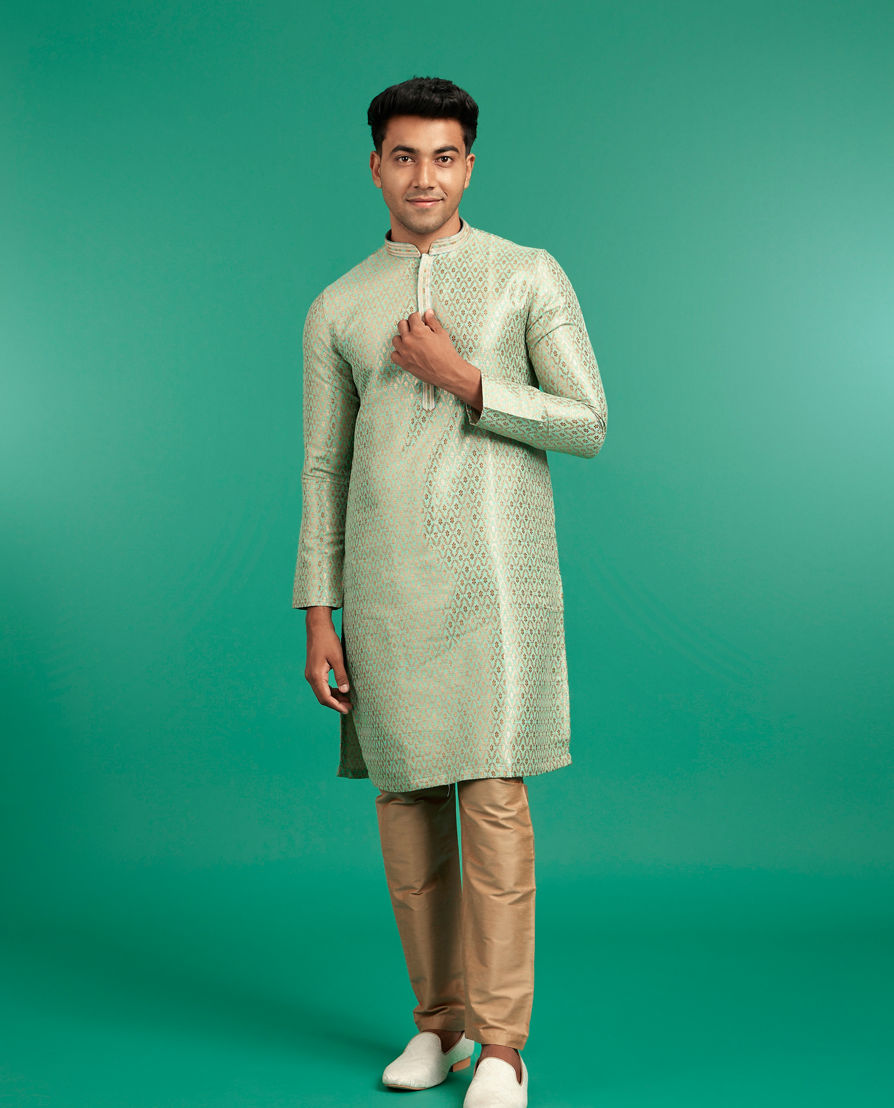 Diwas Men Emerald Brocade Elegance Kurta