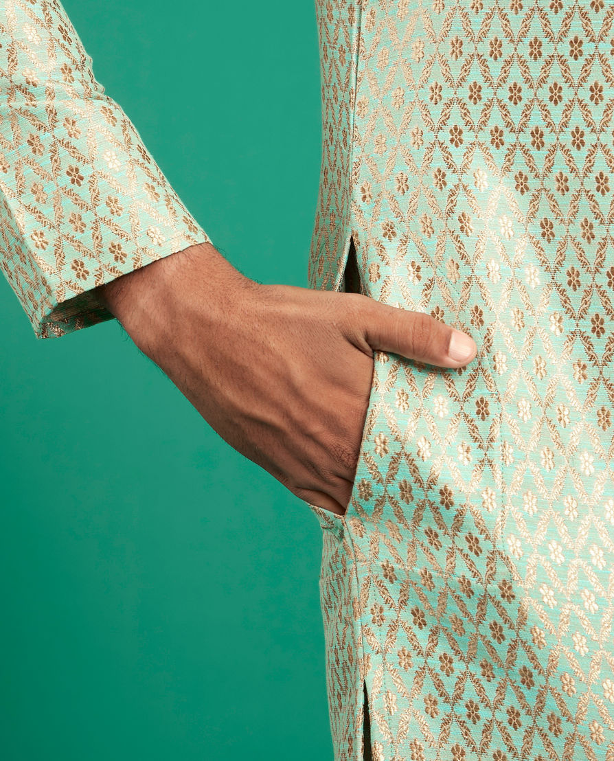 Diwas Men Emerald Brocade Elegance Kurta