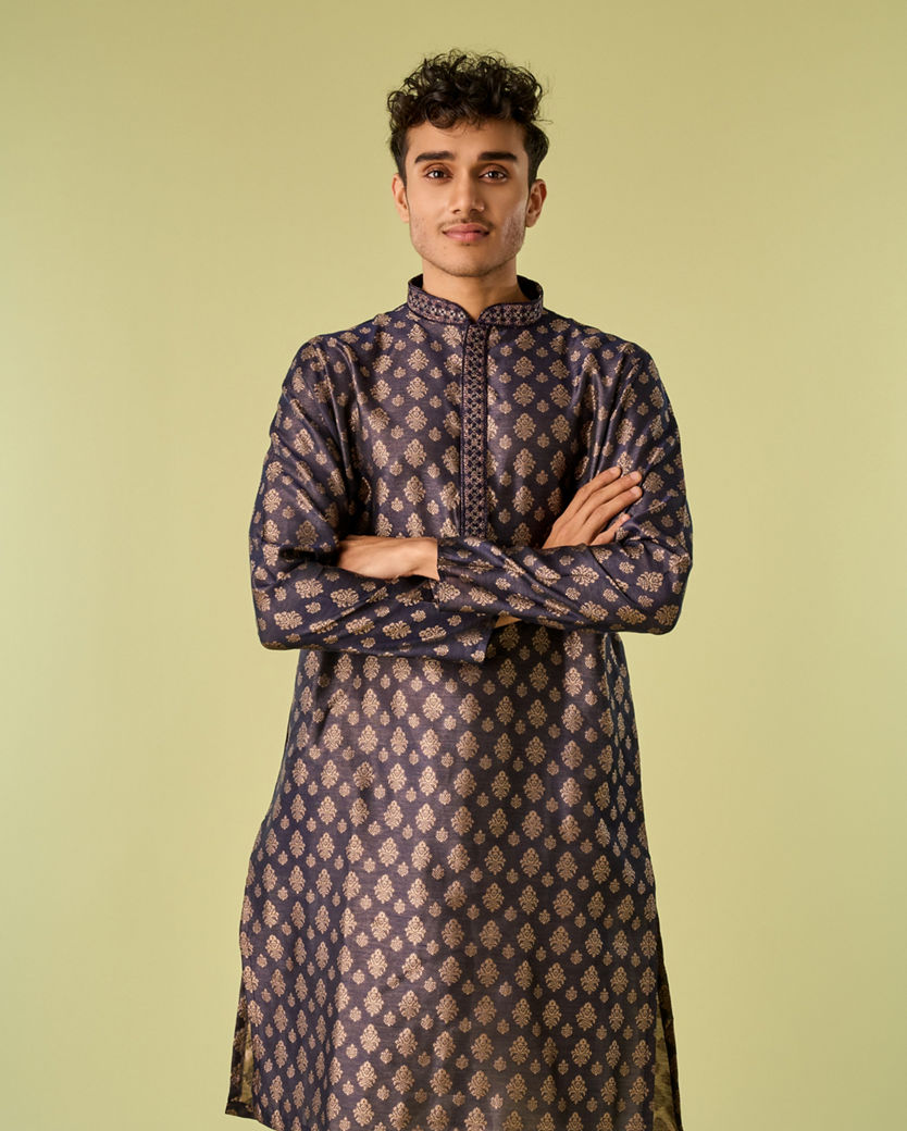Diwas Men Dark Blue Elegance Kurta