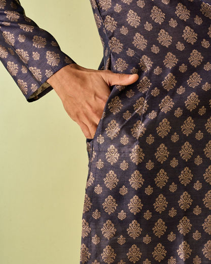 Diwas Men Dark Blue Elegance Kurta