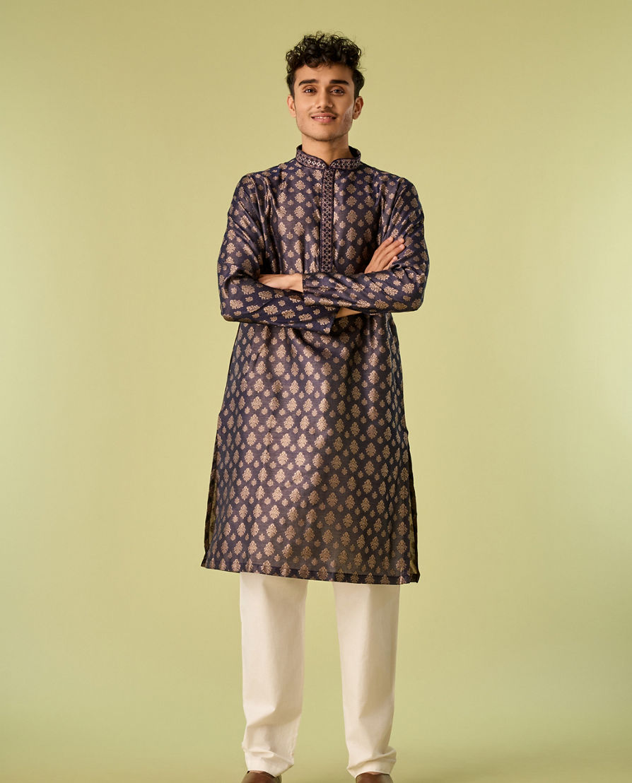 Diwas Men Dark Blue Elegance Kurta