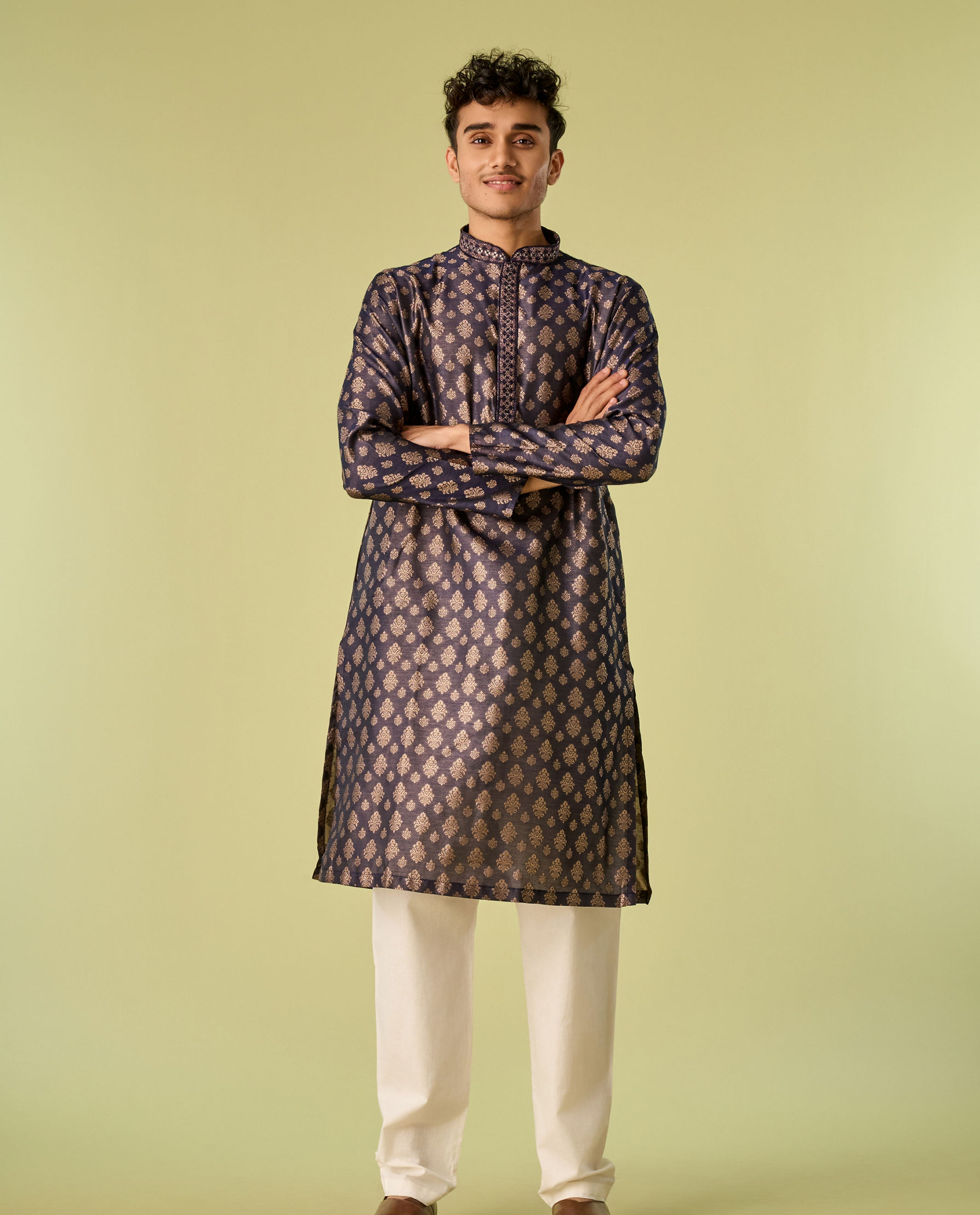 Diwas Men Dark Blue Elegance Kurta