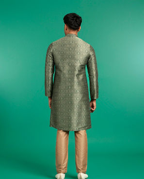 Diwas Men Enthralling Olive Green Kurta