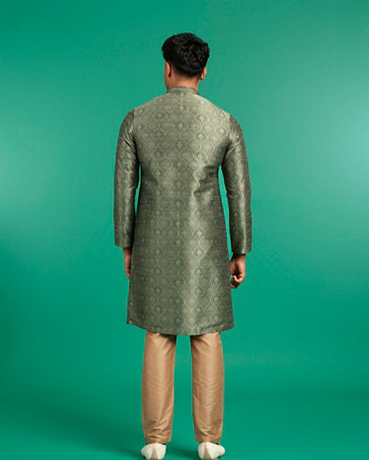 Diwas Men Enthralling Olive Green Kurta