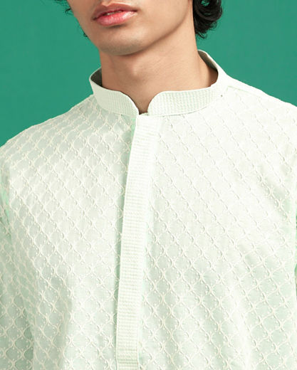 Diwas Men Aqua Green Charm Cotton Kurta