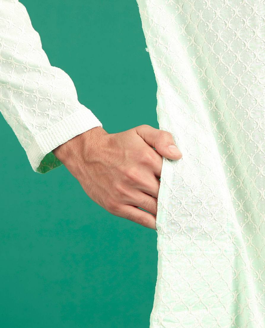 Diwas Men Aqua Green Charm Cotton Kurta