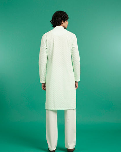 Diwas Men Aqua Green Charm Cotton Kurta