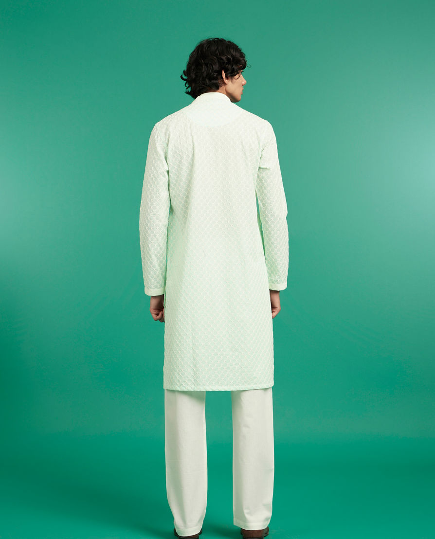 Diwas Men Aqua Green Charm Cotton Kurta