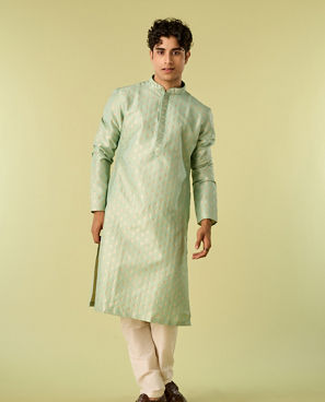 Diwas Men Light Mid Green Kurta
