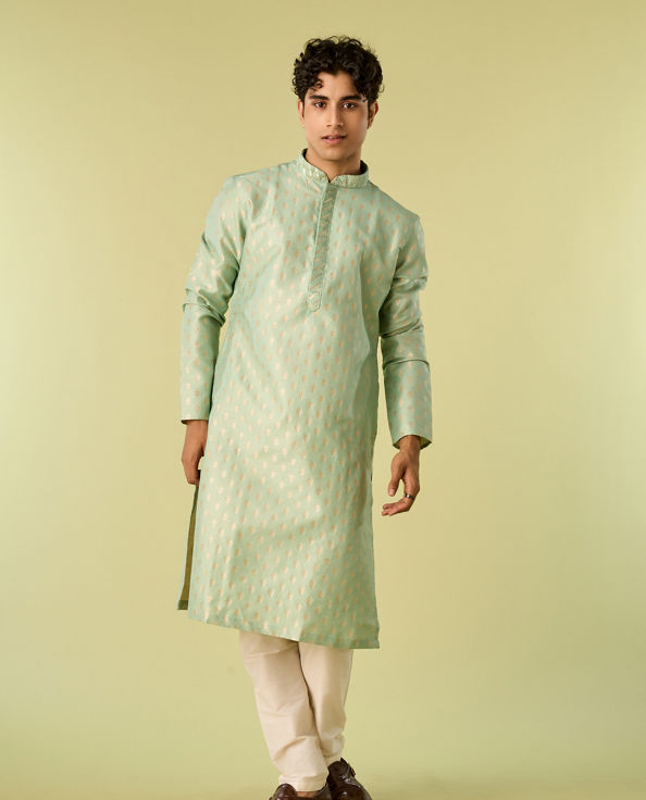 Diwas Men Light Mid Green Kurta