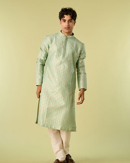 Diwas Men Light Mid Green Kurta