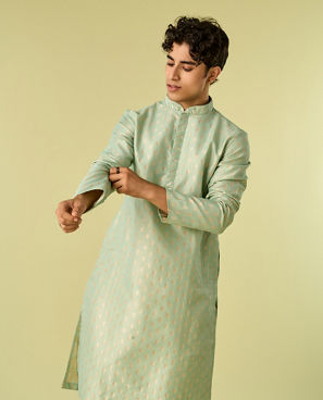 Diwas Men Light Mid Green Kurta