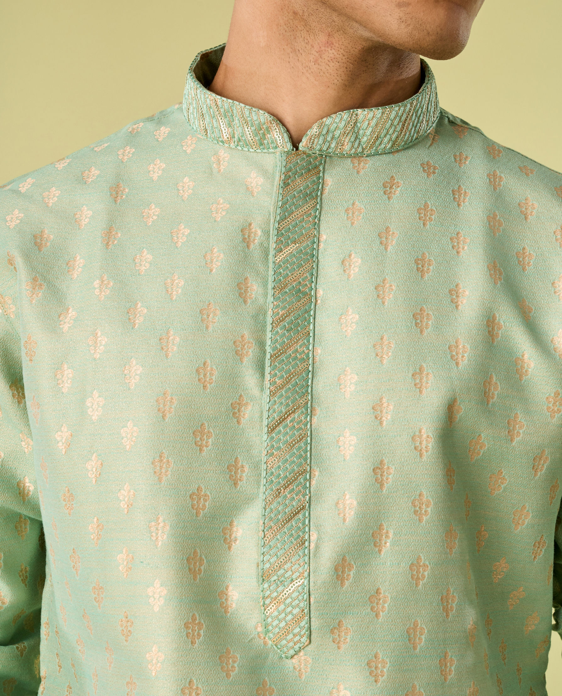 Diwas Men Light Mid Green Kurta