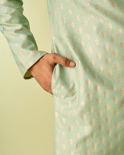Diwas Men Light Mid Green Kurta