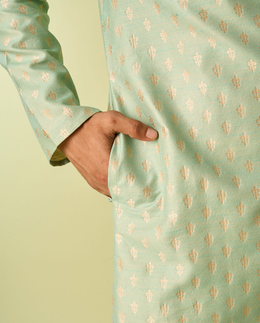 Diwas Men Light Mid Green Kurta