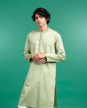 Diwas Men Embrace Green Cotton Kurta