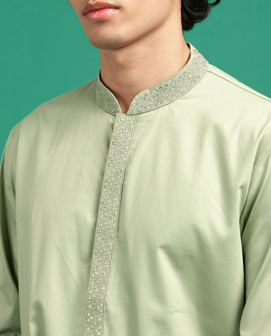 Diwas Men Embrace Green Cotton Kurta