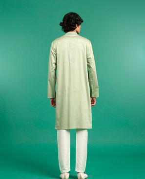Diwas Men Embrace Green Cotton Kurta