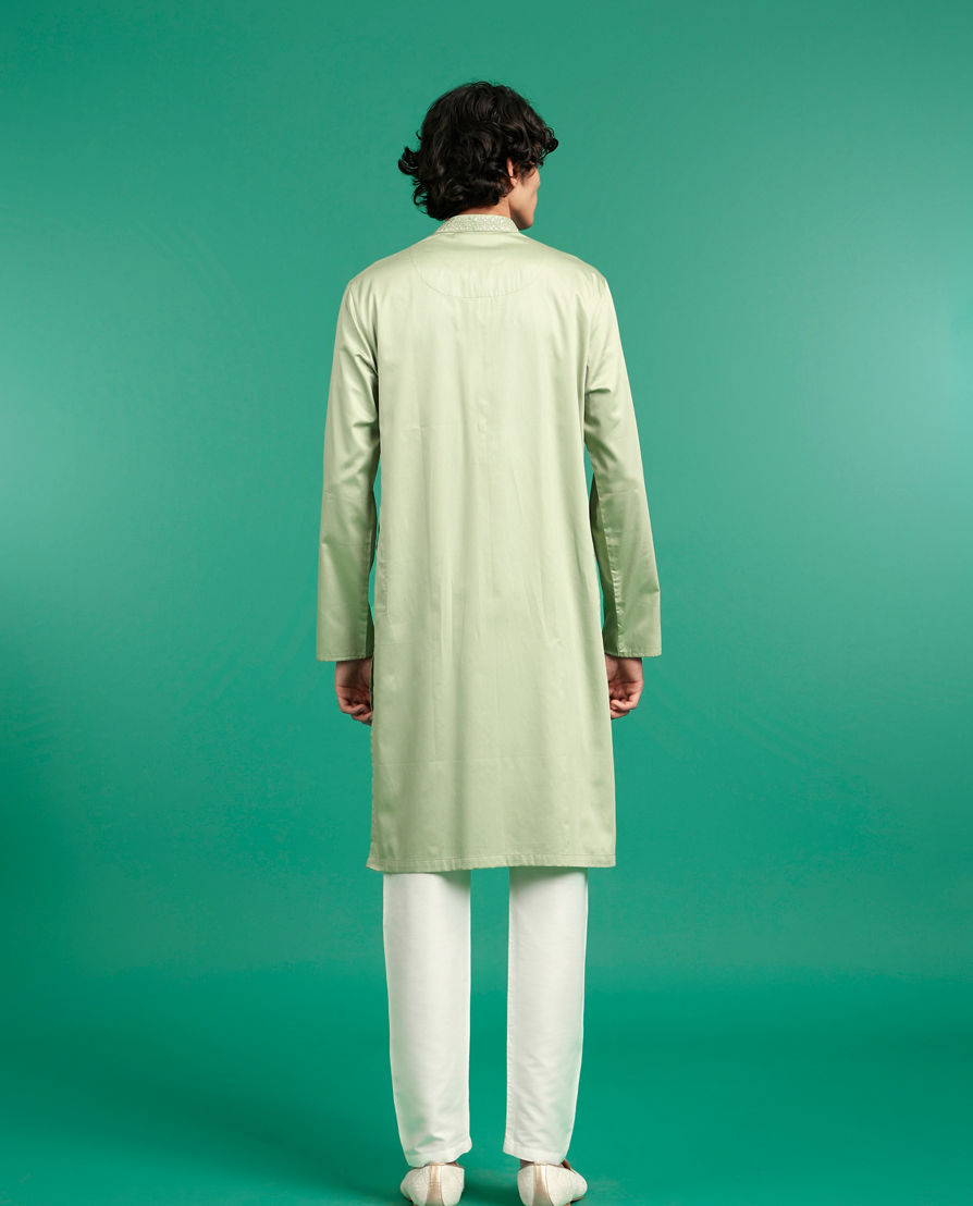 Diwas Men Embrace Green Cotton Kurta