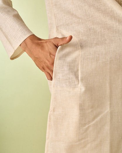 Diwas Men Cultural Beige Cotton Kurta