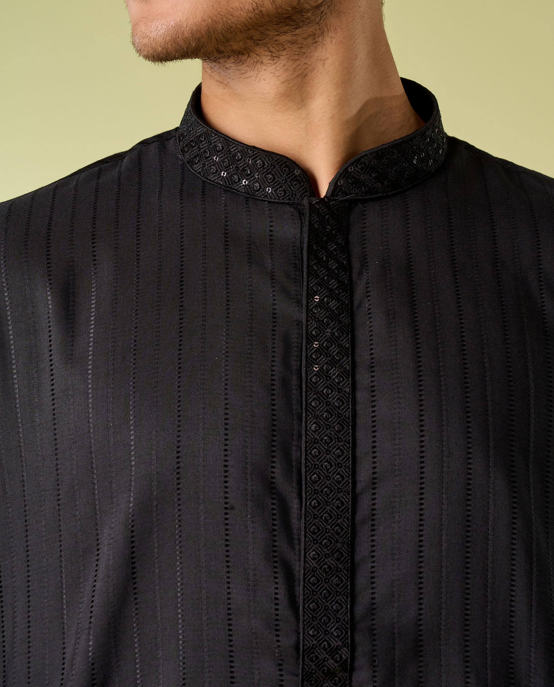 Diwas Men Elegant Black Silk Kurta
