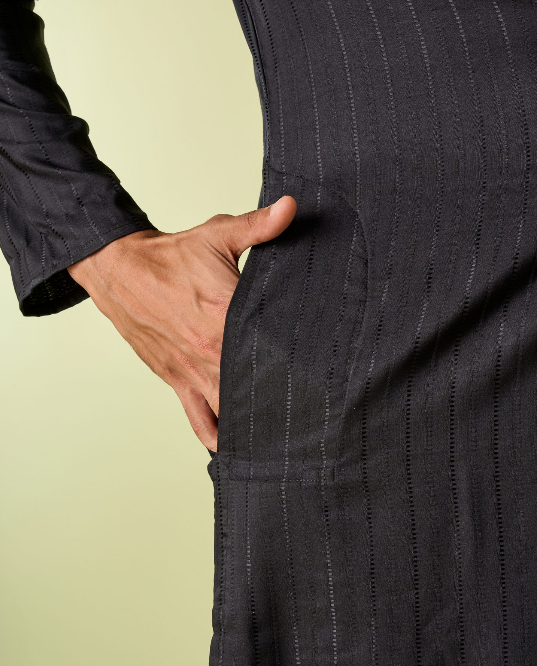 Diwas Men Elegant Black Silk Kurta