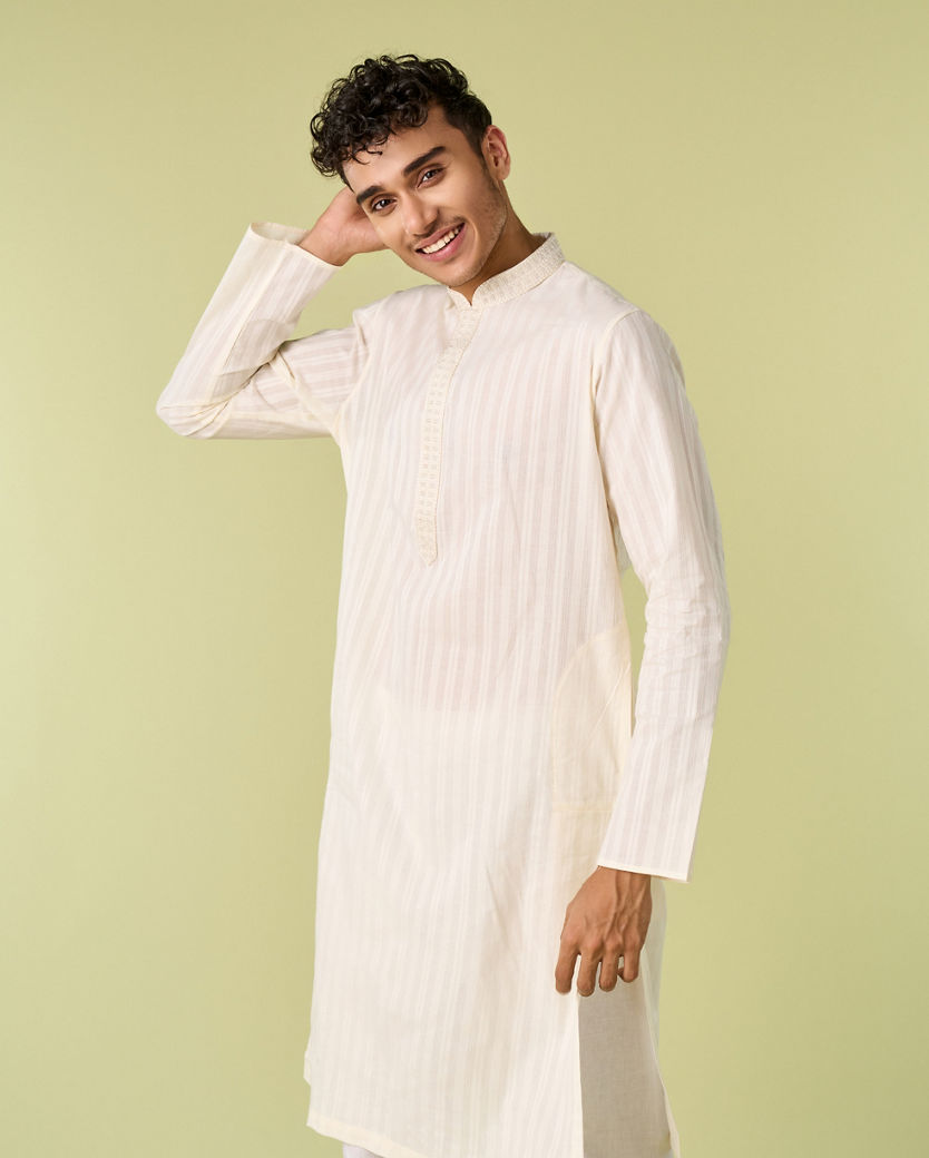 Diwas Men Cotton Purity Cream Kurta