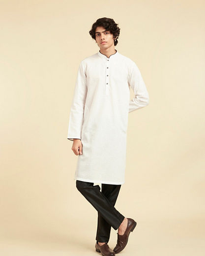 Diwas Men White Cotton Celebration Kurta