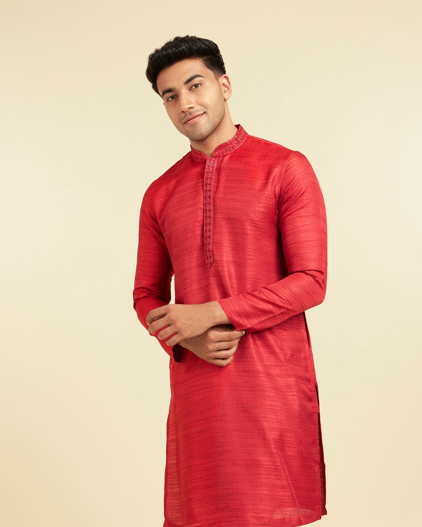 Diwas Men Radiant Red Festive Kurta
