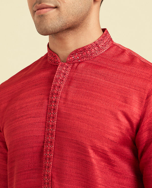 Diwas Men Radiant Red Festive Kurta