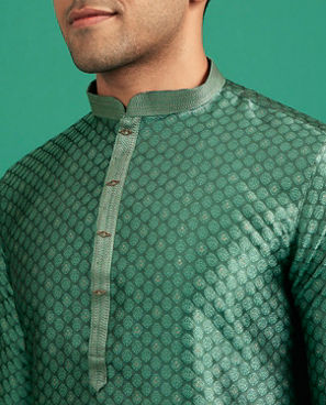 Diwas Men Olive Green Cotton Festive Kurta
