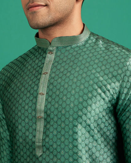 Diwas Men Olive Green Cotton Festive Kurta