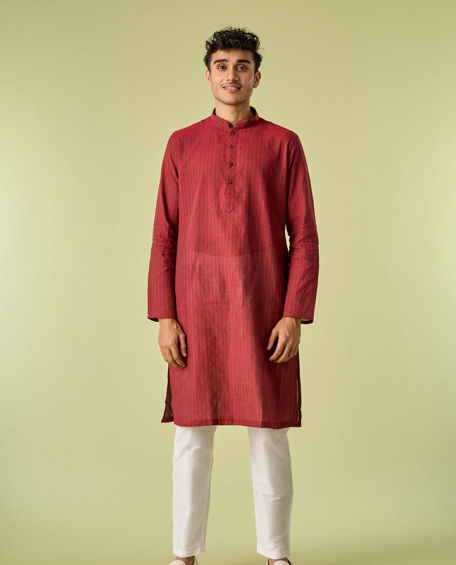 Diwas Men Maroon Majesty Cotton Kurta
