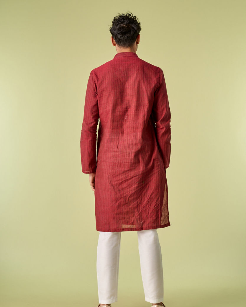 Diwas Men Maroon Majesty Cotton Kurta