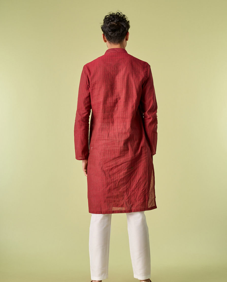 Diwas Men Maroon Majesty Cotton Kurta
